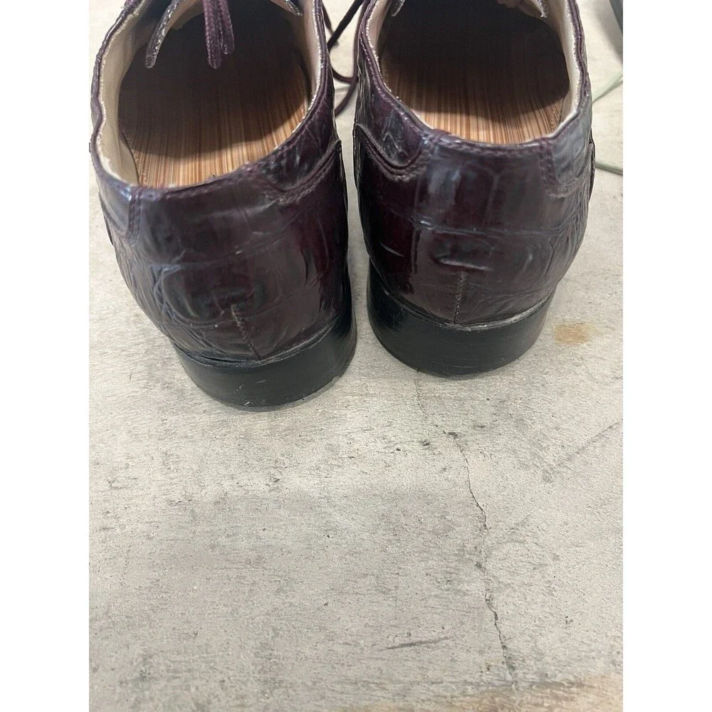 440 Club Mens Dress Shoes Size 8M Burgundy Faux Croc Lace Up Cap Toe